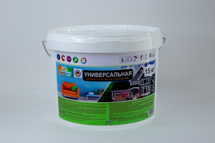 Краска водоэмульсионнаяFAVORIT Универсальная(для наружных и внутренних работ) 15кг
