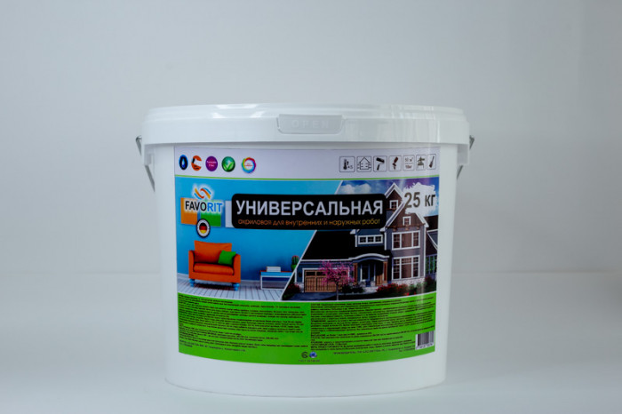 Краска водоэмульсионнаяFAVORIT Универсальная(для наружных и внутренних работ) 25кг
