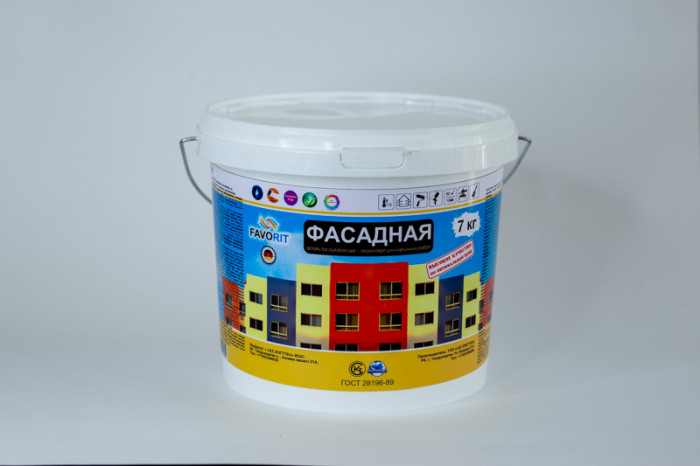 Краска водоэмульсионнаяFAVORIT Фасадная(для наружных работ) 7кг
